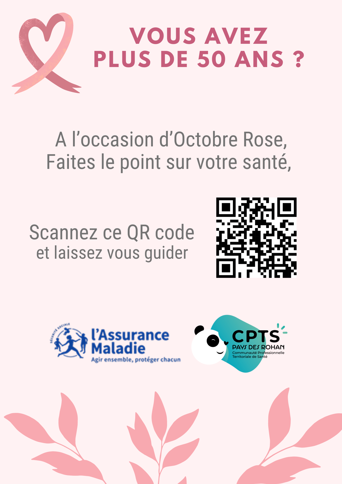 Affiche Octobre Rose CPTS Pays de Rohan A4