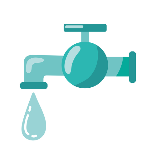 Metal faucet dripping water